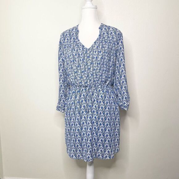 Anthropologie Maeve Galen geometric print gathered waist dress - size medium - Picture 3 of 11